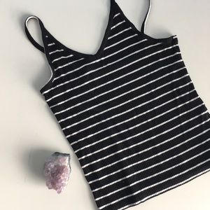 American Eagle Striped Ribbed Cropped Tank